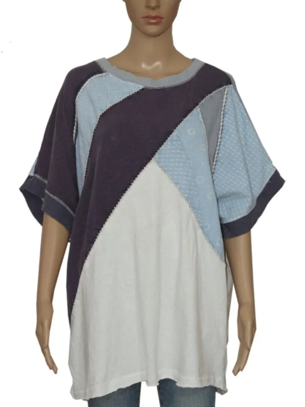 Free People We The Free Tee Patchwork Embroidered Pullover Top